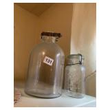 BALL JAR AND "ONE GALLON LIQUID" JUG