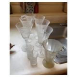 ETCHED GLASSES WITH SOME CHIPS