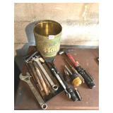 TIN WITH ASSORTED TOOLS