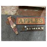 WOOD SIGNS INCLUDING APPLES, AMERICA