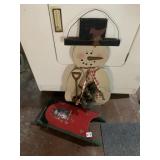 SNOWMAN WOOD CUTOUT, SLED