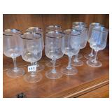 10 LENOX DESIRE PLATINUM TRIM WINE GLASSES
