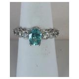 10K WHITE GOLD RING SIZE 7 APATITE ZIRCON 2.93G