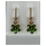 10K GOLD GREEN CHROME DIOPSIDE FLOWER DESIGN