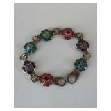 BRACELET ENAMEL FLOWERS WITH COLORED RHINESTONE