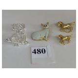 TWO SMALL HORSE PINS CAT PIN SILVER TONE OPEN