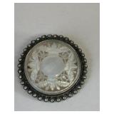 STERLING SET 1.75" WITH MOTHER OF PEARL CARVED