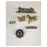 PINS HORSE BUTTERFLY QUEEN ELIZABETH 2 STEAMBOAT