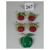 PASTELLI GREEN APPLE PIN AND FOUR GERRY