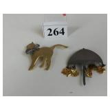 TWO ULTRA CRAFT PINS ONE CAT WITH BOW COLLAR AND