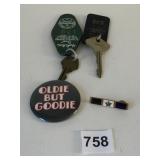 TWO VINTAGE HOTEL KEYS OLDIE BUT GOODIE PIN