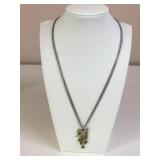 STERLING MULTI STRAND CHAIN AND PENDANT DARK