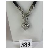 BRIGHTON SILVER TONE METAL HEART PENDANT NECKLACE