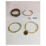ONE COPPER COLOR CUFF BRACELET AND THREE BANGLE