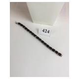 SILVER 925 BRACELET WITH BROWN STONES 8"