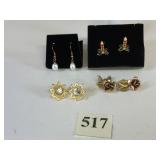 PEARL DROP PIERCED EARRINGS STAR WITH CENTER