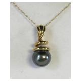 14K SILVER PEARL PENDANT NECKLACE BOXED
