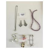 PURPLE STONE CHIP NECKLACE PENDANT NECKLACE