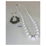 SILVER TONE MULTI CHAIN BRACELET WITH BLACK AND