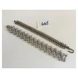 TWO SILVER 925 BRACELETS ONE RHINESTONE