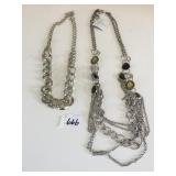 SPARKLING SAGE NECKLACE SILVER TONE WITH OVAL AND