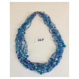 MULTISTRAND BLUE BEADED NECKLACE