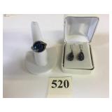 SILVER 925 DRUZY BLUE COILED SNAKE RING SIZE 8