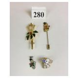 FOUR CHRISTMAS PINS