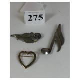 STERLING SILVER PINS MUSICAL NOTE OTTER AND CUB