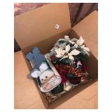 LARGE FAUX CHRISTMAS BELLS AND GARLAND IN TOTE