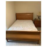 SOLID OAK SLEIGH BED, 65" X 51"