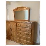 SOLID OAK DRESSER WITH MIRROR, 67.5" X 18" 48"