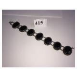 SILVER 925 BRACELET WITH BLACK CABACHONS AND
