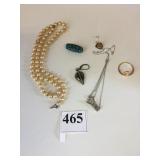 SINGLE SILVER 925 EARRINGS BROKEN PEARL NECKLACE