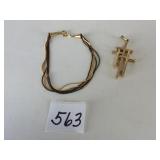 FIVE STRAND FINE CHAIN BRACELET SOME TARNISH