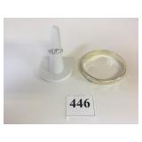 SILVER 925 BANGLE BRACELET POSSIBLY CZ RING SIZE