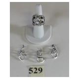 SILVER TONE RHINESTONE RING SIZE 8 MARQUIS CUT