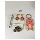 PINK ELEPHANT KEYCHAIN ENAMEL BIRD PIN BOAT