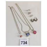 PENDANT NECKLACES SILVER TONE CHAINS HOOP