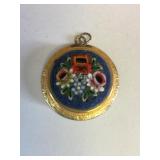 GOLD TONE INLAY PIN WITH FLOWER DESIGN MARKED