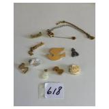 TWO LETTER "M" PINS MISC PINS BIRD ROSE HEART