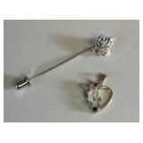 SILVER 925 STICK PIN SILVER 925 HEART PENDANT
