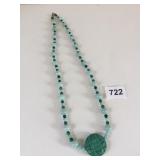 ASIAN STYLE MEDALLION PENDANT NECKLACE GREEN AND