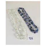 LONG 44" GLASS BEAD NECKLACE 42" BLUE LAVENDER