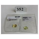 TWO LEMON QUARTZ CUT POLISHED STONES SQUARE AND
