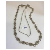 SILVER TONE CHAIN NECKLACE SILVER TONE BELT OVAL