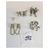 CLIP ON AND SCREW BAG EARRINGS RHINESTONES GOLD