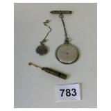 LUSSERNA SILVER TONE WATCH WITH FOB SILVER TONE