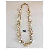 GOLD TONE CHAIN AND PEARL NECKLACE