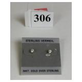 24K GOLD OVER STERLING PIERCED STUD EARRINGS